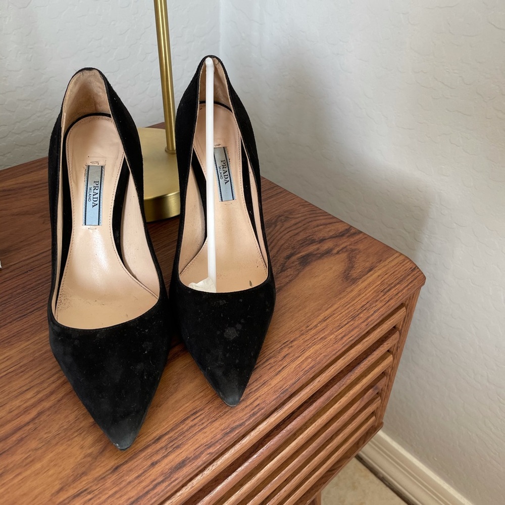 Classic Prada Black Pumps- Suede, size 6